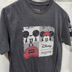 Disney JanSport Mickey Minnie Mouse Journeys Staff Graphic Gray T-Shirt Sz M